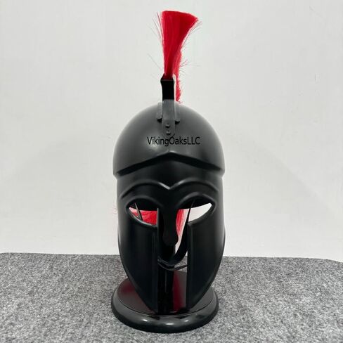Greek Corinthian Helmet with Red Plume | Wearable Armor | Roman Knight Spartan SCA LARP Reenactment Costume Armour | Red Plume Corinthian Helmets Adult | Medieval Replicas in Kuwait