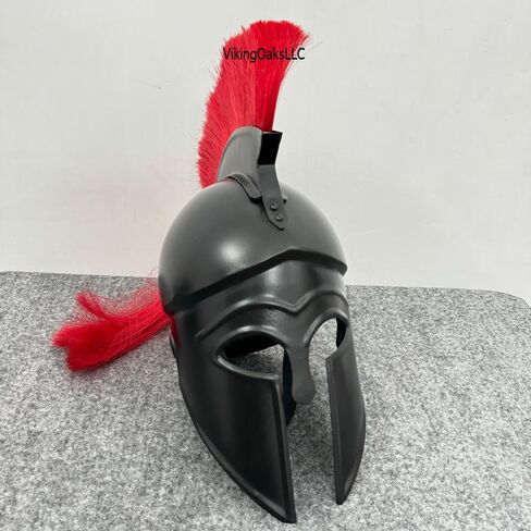 Greek Corinthian Helmet with Red Plume | Wearable Armor | Roman Knight Spartan SCA LARP Reenactment Costume Armour | Red Plume Corinthian Helmets Adult | Medieval Replicas in Kuwait