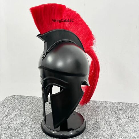 Greek Corinthian Helmet with Red Plume | Wearable Armor | Roman Knight Spartan SCA LARP Reenactment Costume Armour | Red Plume Corinthian Helmets Adult | Medieval Replicas in Kuwait