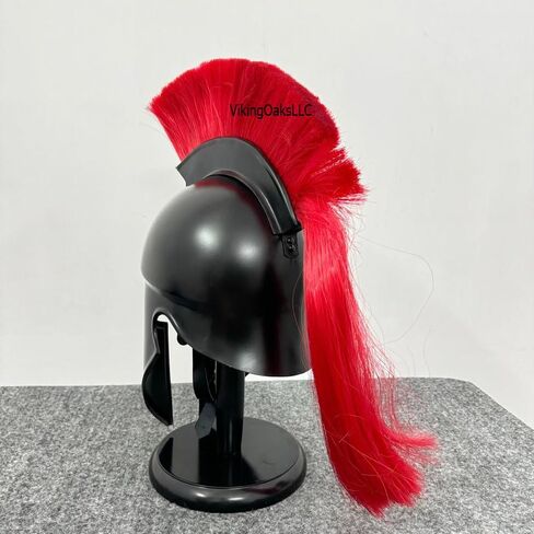 Greek Corinthian Helmet with Red Plume | Wearable Armor | Roman Knight Spartan SCA LARP Reenactment Costume Armour | Red Plume Corinthian Helmets Adult | Medieval Replicas in Kuwait