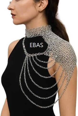 درع الكتف من نوع Chainmail من العصور الوسطى من EBAS - كتاف مصنوعة يدويًا من جانب واحد مع سلاسل ثنى | ملحقات الأزياء والكوسبلاي in Saudi Arabia