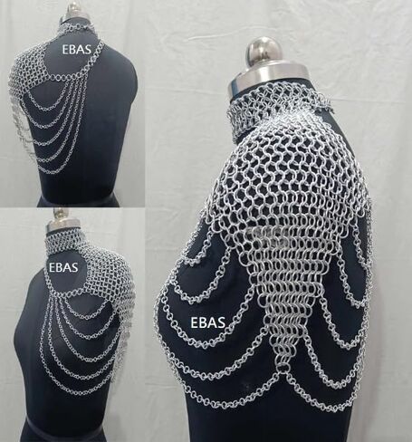 درع الكتف من نوع Chainmail من العصور الوسطى من EBAS - كتاف مصنوعة يدويًا من جانب واحد مع سلاسل ثنى | ملحقات الأزياء والكوسبلاي in Saudi Arabia