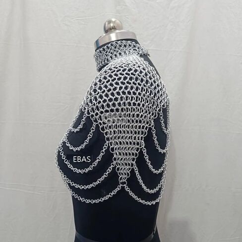 درع الكتف من نوع Chainmail من العصور الوسطى من EBAS - كتاف مصنوعة يدويًا من جانب واحد مع سلاسل ثنى | ملحقات الأزياء والكوسبلاي in Saudi Arabia