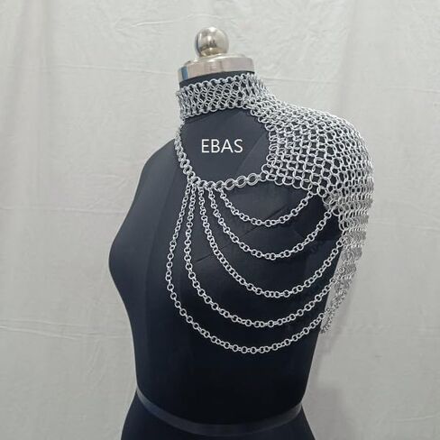 درع الكتف من نوع Chainmail من العصور الوسطى من EBAS - كتاف مصنوعة يدويًا من جانب واحد مع سلاسل ثنى | ملحقات الأزياء والكوسبلاي in Saudi Arabia