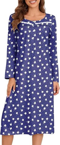 Bloggerlove Nightgowns for Women Soft 100% Cotton House Dress Short/Long Sleeve Night Gowns Comfy Sleepwear S-3XL in Saudi Arabia