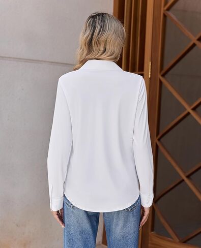 siliteelon Womens Stretch Button Down Shirts Slim fit Long Sleeve Dress Shirt Wrinkle Free Collared Business Casual Blouse in Saudi Arabia