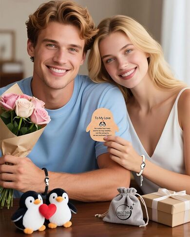 UNGENT THEM Forever Together - Matching Cute Penguin Couples Bracelets Christmas Anniversary Birthday I Love You Gifts for Women Men in Saudi Arabia