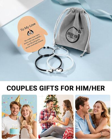 UNGENT THEM Forever Together - Matching Cute Penguin Couples Bracelets Christmas Anniversary Birthday I Love You Gifts for Women Men in Saudi Arabia