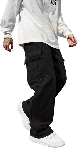 GORGLITTER Boy's Pants Casual Wide Leg Elastic High Waist Cargo Sweat Pants Workout Trousers Track Pants with Pockets in Saudi Arabia