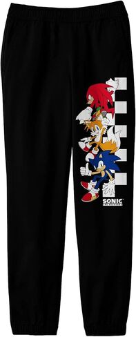 بنطال رياضي أسود للأولاد من Bioworld Sonic The Hedgehog Sonic Tails Knuckles ذو علم مربع in Saudi Arabia