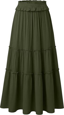ANRABESS Womens Maxi Skirt Flowy Swing Ruffle Tiered Elastic High Waist Long Skirts 2026 Summer Casual Beach Vacation Clothes in Saudi Arabia