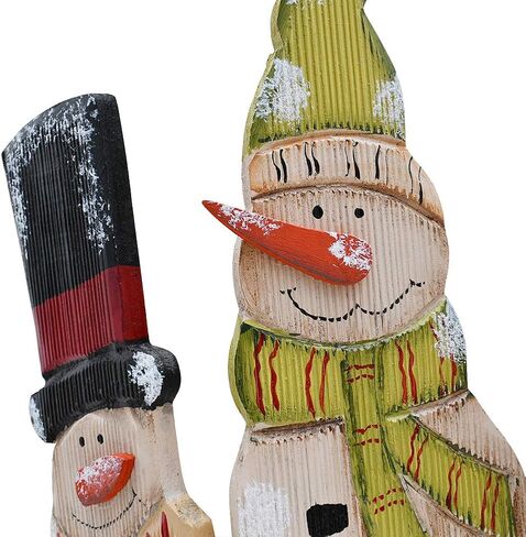 E-view Christmas Decorations Wood Snowman Sign Holiday Xmas Home Decor Wooden Folding Triple Snowmen Screen Rustic Decorative Ornaments for Table Top Fireplace (Snowman) in Saudi Arabia