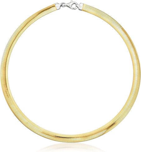 Ross-Simons Italian Sterling Silver and 18kt Gold Over Sterling Reversible Omega Necklace in Kuwait
