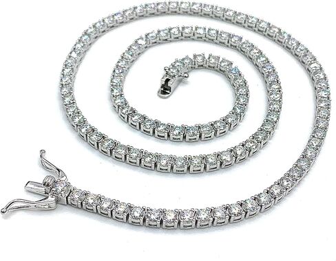 قلادة تنس مويسانيتي 3 مم - 925 من الفضة الاسترليني المطلية بالروديوم | DEF Color VVS Clarity Stones، معتمد من GRA | بريق رائع ومقاوم للتشويه | خيارات الطول 16 بوصة و18 بوصة و20 بوصة in Kuwait