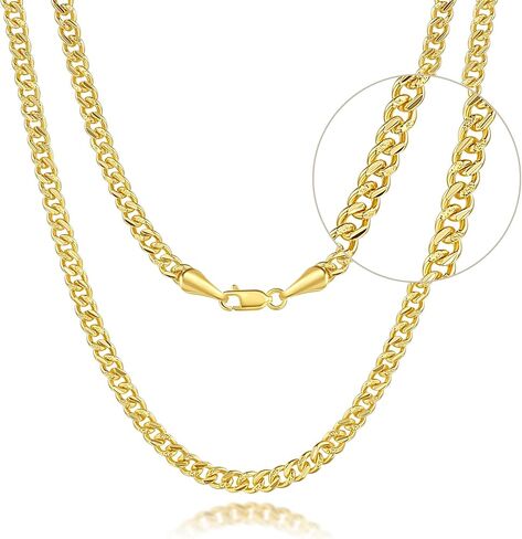 سلسلة ذهبية 3.6 مم 14 قيراط للرجال سلسلة ربط كوبية مجوهرات ذهبية للنساء قلادة ذهبية مكتنزة للنساء غير مشوهة للرجال قلادة مكررة وكبيرة 14 قيراط قلادات ذهبية للنساء العصرية 16-24 بوصة in Kuwait