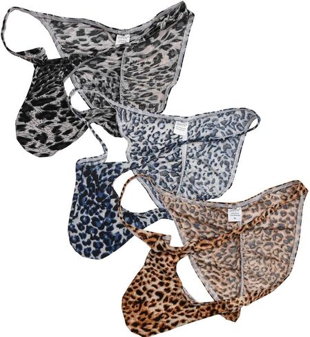OROCOJUCO Men Leopard Bikini Briefs Whale Tail Back Underwear Pouch Mini Briefs in Saudi Arabia