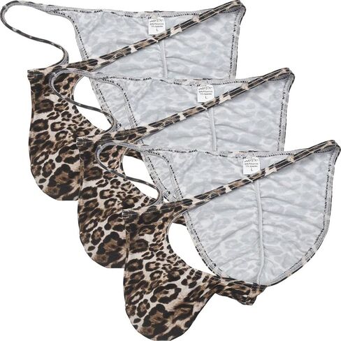 OROCOJUCO Men Leopard Bikini Briefs Whale Tail Back Underwear Pouch Mini Briefs in Saudi Arabia