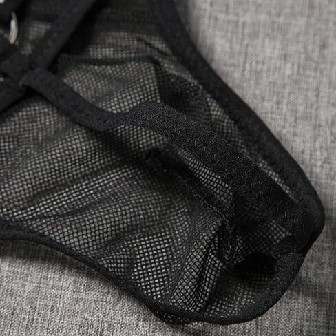 Breathable Thin Style Sexy Men's Low-Waist Transparent Mesh Underwear, Invisible U-Shaped Triangle Thong - Suitable for Sizes S-M, Weight - Black in Saudi Arabia