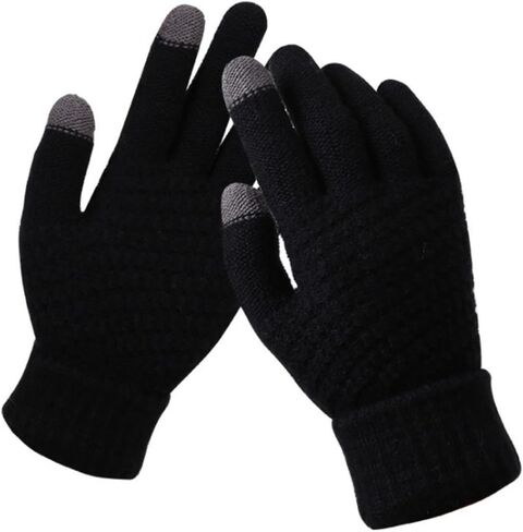 1 Pair Women Winter Touch Screen Gloves, Warm Fleece Lined Knit Gloves with Elastic Cuff for Cycling & Skiing in Saudi Arabia