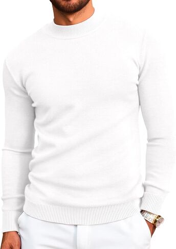 Runcati Mens Mock Turtleneck Pullover Slim Fit Casual Basic Thermal Knit Sweater Lightweight Long Sleeve Pullover Tee in Saudi Arabia