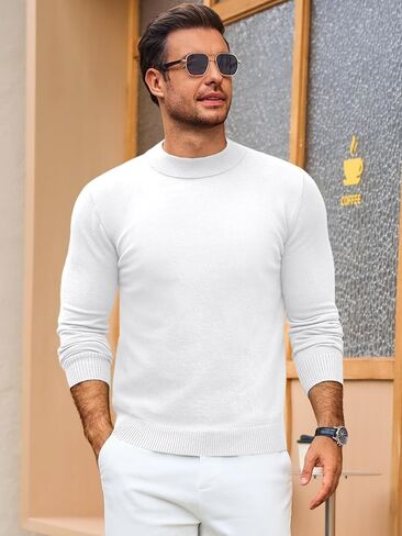 Runcati Mens Mock Turtleneck Pullover Slim Fit Casual Basic Thermal Knit Sweater Lightweight Long Sleeve Pullover Tee in Saudi Arabia