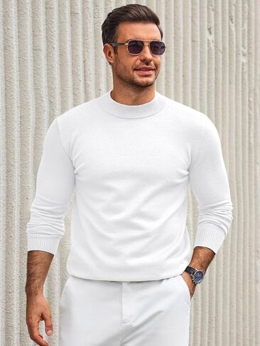 Runcati Mens Mock Turtleneck Pullover Slim Fit Casual Basic Thermal Knit Sweater Lightweight Long Sleeve Pullover Tee in Saudi Arabia