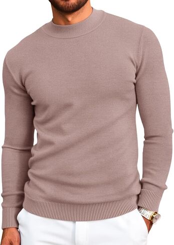 Runcati Mens Mock Turtleneck Pullover Slim Fit Casual Basic Thermal Knit Sweater Lightweight Long Sleeve Pullover Tee in Saudi Arabia