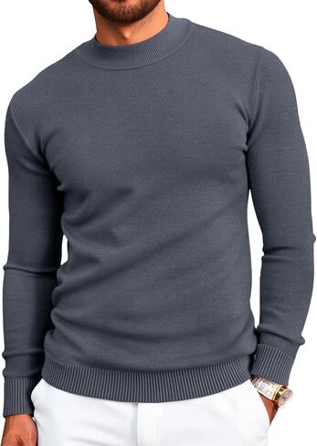 Runcati Mens Mock Turtleneck Pullover Slim Fit Casual Basic Thermal Knit Sweater Lightweight Long Sleeve Pullover Tee in Saudi Arabia