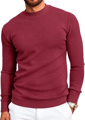 Runcati Mens Mock Turtleneck Pullover Slim Fit Casual Basic Thermal Knit Sweater Lightweight Long Sleeve Pullover Tee in Saudi Arabia