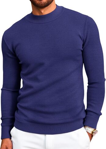 Runcati Mens Mock Turtleneck Pullover Slim Fit Casual Basic Thermal Knit Sweater Lightweight Long Sleeve Pullover Tee in Saudi Arabia