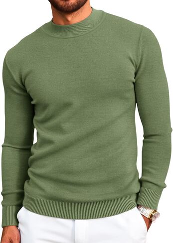 Runcati Mens Mock Turtleneck Pullover Slim Fit Casual Basic Thermal Knit Sweater Lightweight Long Sleeve Pullover Tee in Saudi Arabia