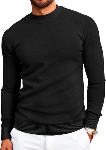 Runcati Mens Mock Turtleneck Pullover Slim Fit Casual Basic Thermal Knit Sweater Lightweight Long Sleeve Pullover Tee in Saudi Arabia