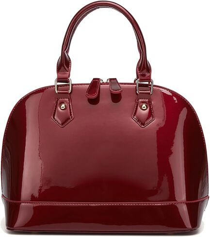 Patent Leather Dome Satchel Purse Zip-around Handbag Multi-Pocket Shoulder Bag Shiny Large Top-handle Shell Bag in Saudi Arabia