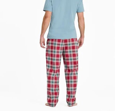 Life is Good. Men's Check Pattern Classic Sleep Pant, Adirondack Red in Saudi Arabia
