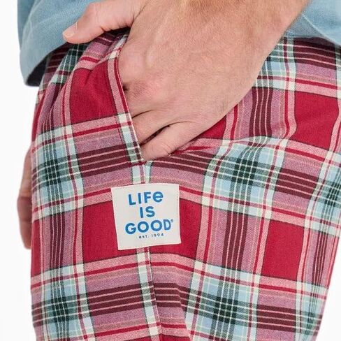 Life is Good. Men's Check Pattern Classic Sleep Pant, Adirondack Red in Saudi Arabia