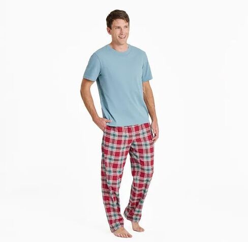 Life is Good. Men's Check Pattern Classic Sleep Pant, Adirondack Red in Saudi Arabia