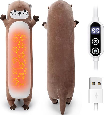 وسادة تدفئة قطة ساكورا - USB حيوانات محشوة قطيفة لتشنجات الفترة وتخفيف آلام الدورة الشهرية، وسادات تدفئة كهربائية محمولة مقاس 22 بوصة، جيب مدمج من القطيفة هدايا عيد ميلاد للفتيات، وردي in Kuwait