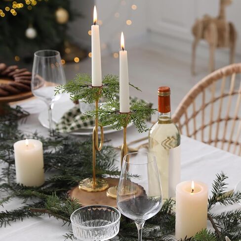 12 Pack Christmas Pine Taper Candle Rings Wreaths Decorations 1.38 Inch Mini Pine Taper Candle Holder Wreaths for Xmas Holiday Church Home Table Centerpiece Candlesticks Decor in Saudi Arabia