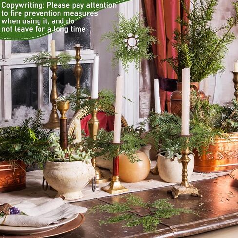12 Pack Christmas Pine Taper Candle Rings Wreaths Decorations 1.38 Inch Mini Pine Taper Candle Holder Wreaths for Xmas Holiday Church Home Table Centerpiece Candlesticks Decor in Saudi Arabia