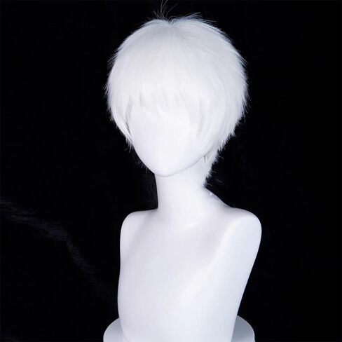 Cosplay Wig Hik Aru Hair Short White Hairs Slightly Wavy Costume Accessory Adult Unisex Party Halloween Christmas in Saudi Arabia