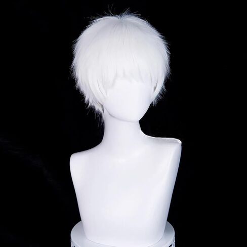 Cosplay Wig Hik Aru Hair Short White Hairs Slightly Wavy Costume Accessory Adult Unisex Party Halloween Christmas in Saudi Arabia