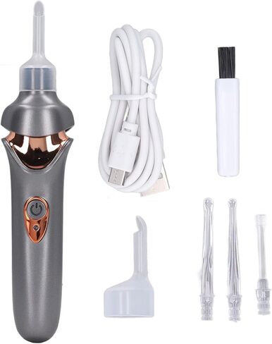 Electric Ear Suction Device, Portable Automatic Electric Vacuum Ear Pick Ear Cleaner Earwax Remover with LED Light for Earwax Removal, Soft Prevent Ear Pick Clean Tools Set (Black) in Saudi Arabia