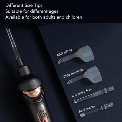 Electric Ear Suction Device, Portable Automatic Electric Vacuum Ear Pick Ear Cleaner Earwax Remover with LED Light for Earwax Removal, Soft Prevent Ear Pick Clean Tools Set (Black) in Saudi Arabia
