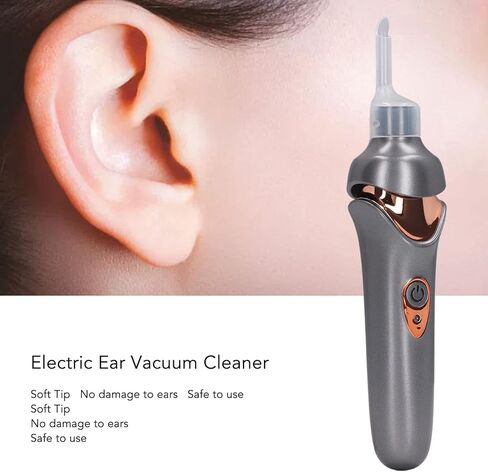 Electric Ear Suction Device, Portable Automatic Electric Vacuum Ear Pick Ear Cleaner Earwax Remover with LED Light for Earwax Removal, Soft Prevent Ear Pick Clean Tools Set (Black) in Saudi Arabia