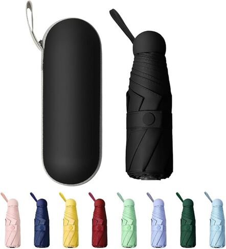Compact Travel 5-Fold Umbrella,Portable & Lightweight Mini Folding Umbrella,Windproof Small Compact Lightweight Design Fits in Pocket or Bag,Ideal for Travel,Outdoors and Daily Use(Black) in Saudi Arabia