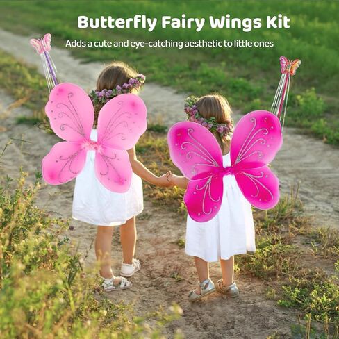 12 Pcs Butterfly Fairy Wings, Princess Wings with 12 Fairy Wands, Costume Wings with Elastic Straps & Shimmering Patterns in Saudi Arabia