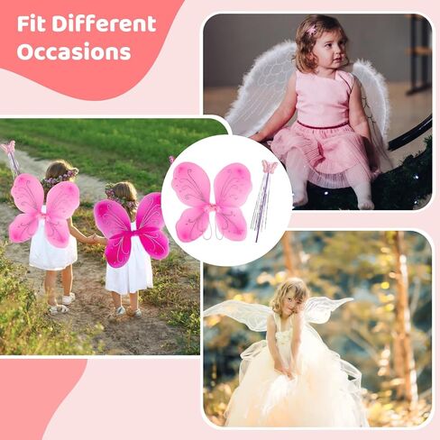12 Pcs Butterfly Fairy Wings, Princess Wings with 12 Fairy Wands, Costume Wings with Elastic Straps & Shimmering Patterns in Saudi Arabia