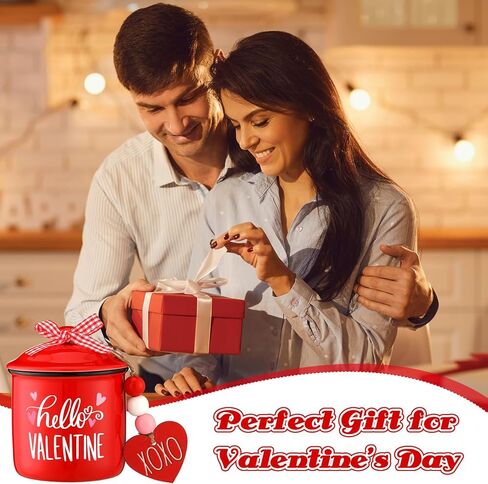 nitial 3 قطع عيد الحب علبة متدرجة الديكور علبة السيراميك عيد الحب وعاء حامل الحلوى مع الجاموس منقوشة Bowknot جرة ديكور ديكور لطاولة المزرعة المنزل in Kuwait