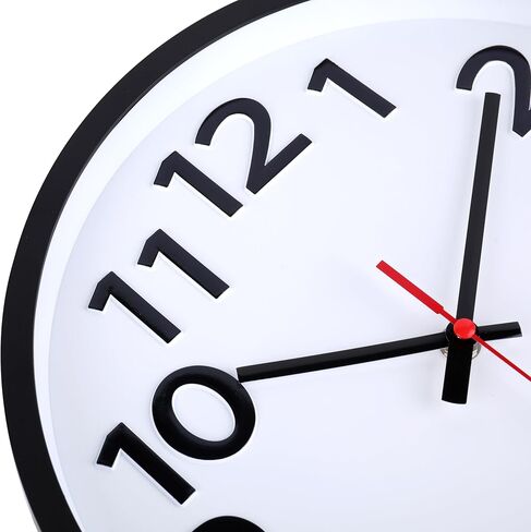 Fomaris 14 inch Wall Clock Silent Non Ticking Quartz Battery Operated Clocks for Kitchen Classroom Living Room, Black in Saudi Arabia