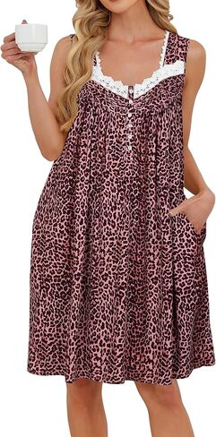 AVIIER Cotton Nightgowns for Women Sleeveless Night Gown with Pockets in Saudi Arabia